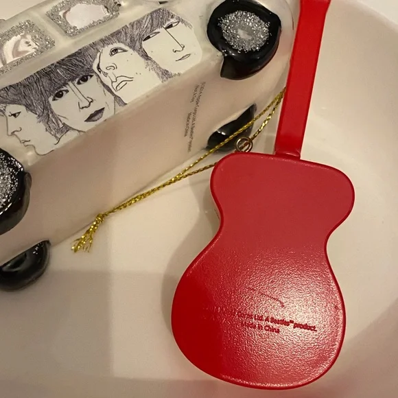 The Beatles White Cab and Yellow Guitar Ornaments set of 2 - Picture 3 of 3